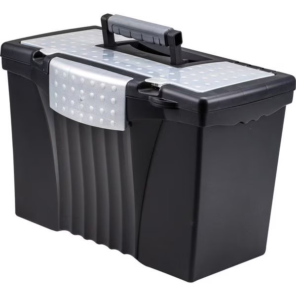 Portable File Box w/Organizer, Ltr/Lgl, Black, Storex, Mfr#: STX61510U01C